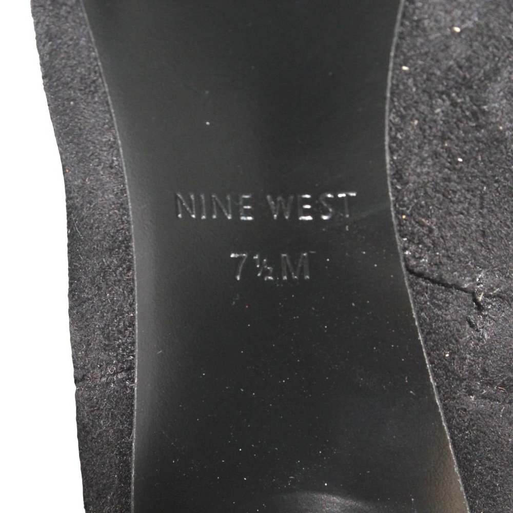 Nine West Size 7.5M Falup Black Suede Zippered Block Heel Ankle Bootie Boots - Picture 9 of 10